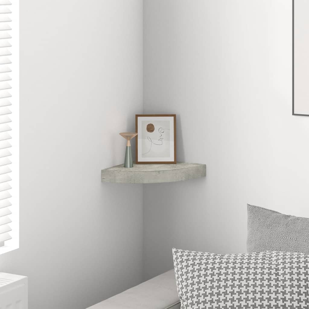 vidaXL Étagère d'angle murale Gris béton 25x25x3,8 cm MDF