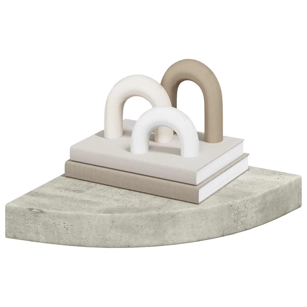 vidaXL Étagère d'angle murale Gris béton 25x25x3,8 cm MDF