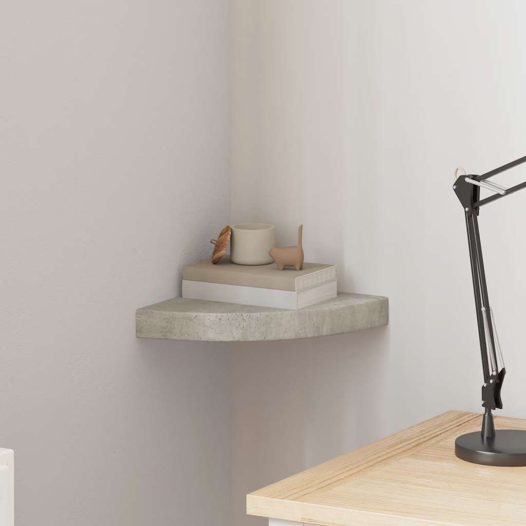 vidaXL Étagère d'angle murale Gris béton 25x25x3,8 cm MDF