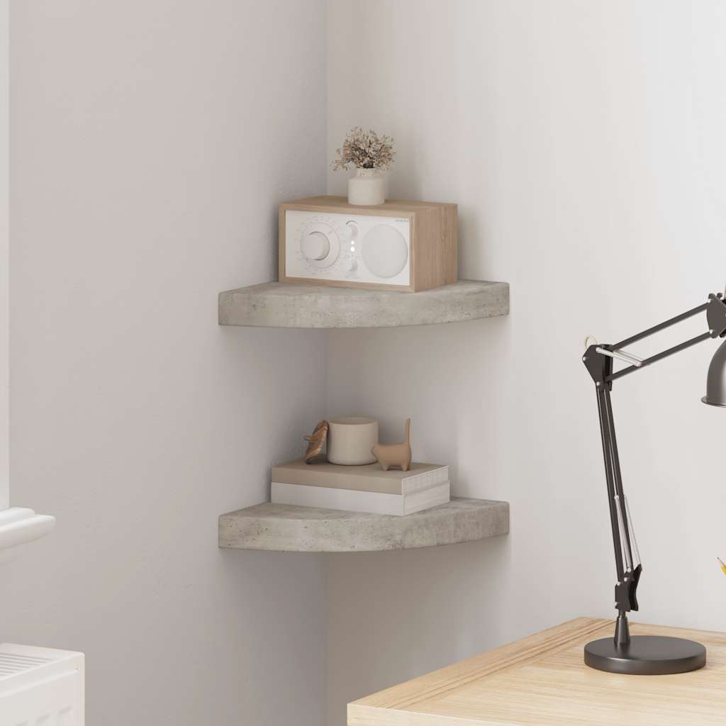vidaXL Étagères d'angle flottantes 2 pcs Gris béton 25x25x3,8 cm MDF