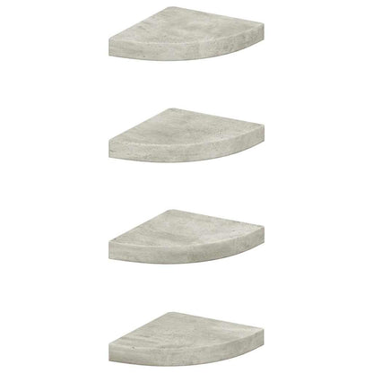 vidaXL Eck-Schweberegale 4 Stk. Betongrau 25x25x3,8 cm MDF