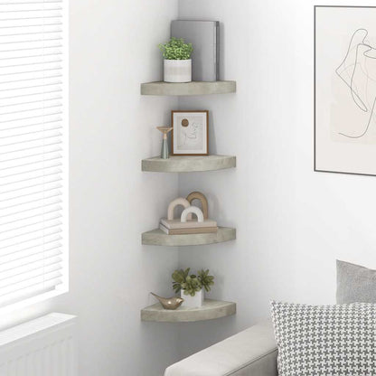 vidaXL Eck-Schweberegale 4 Stk. Betongrau 25x25x3,8 cm MDF