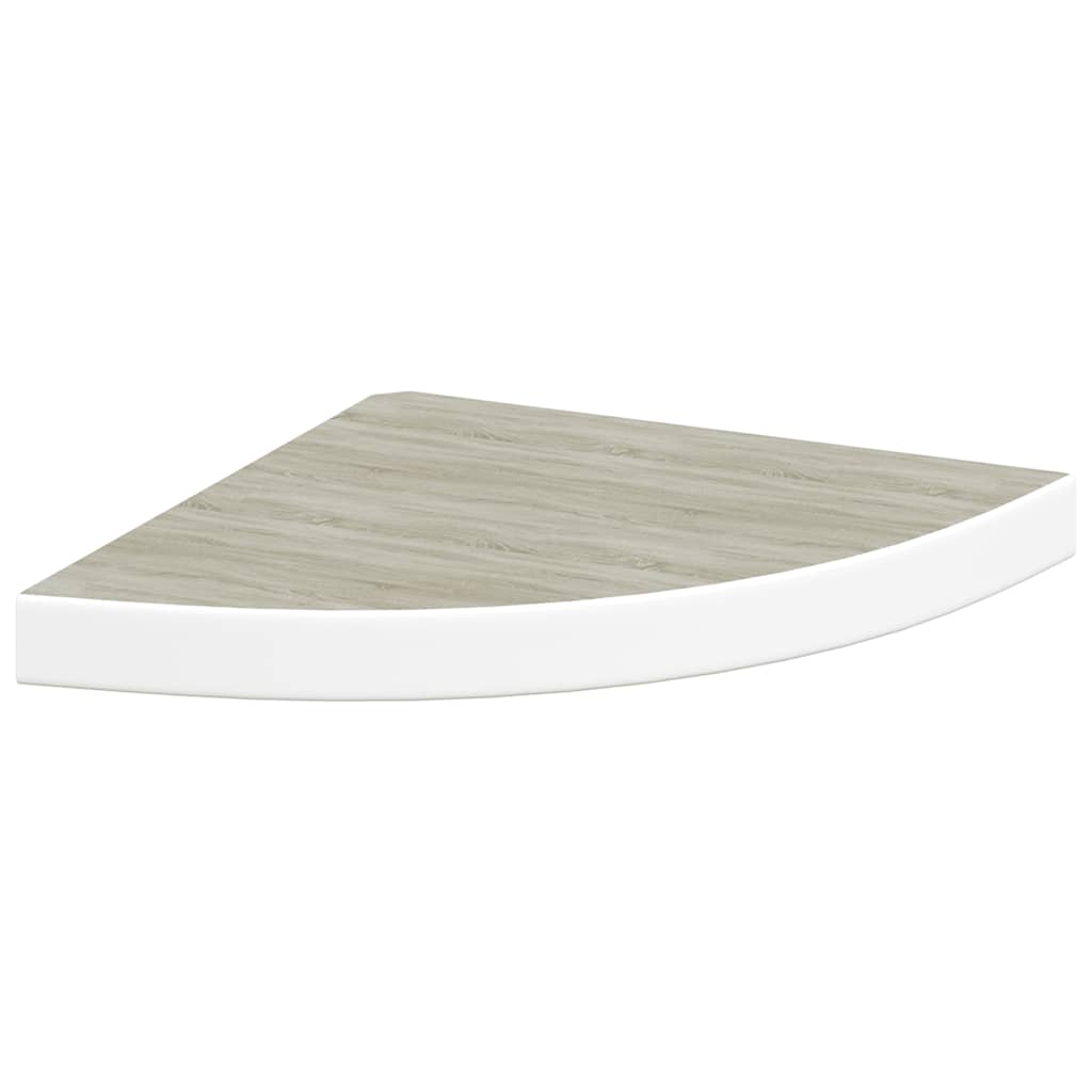 vidaXL Étagère d'angle murale aspect chêne et blanc 35x35x3,8 cm MDF