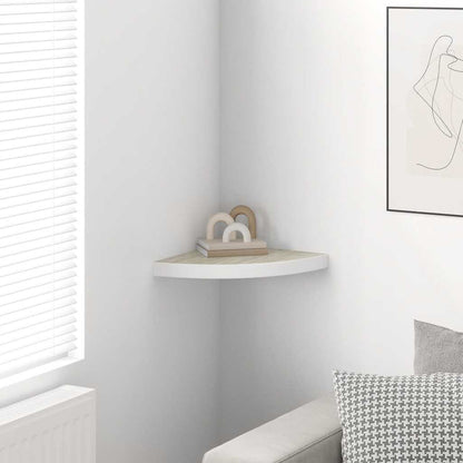 vidaXL Étagère d'angle murale aspect chêne et blanc 35x35x3,8 cm MDF