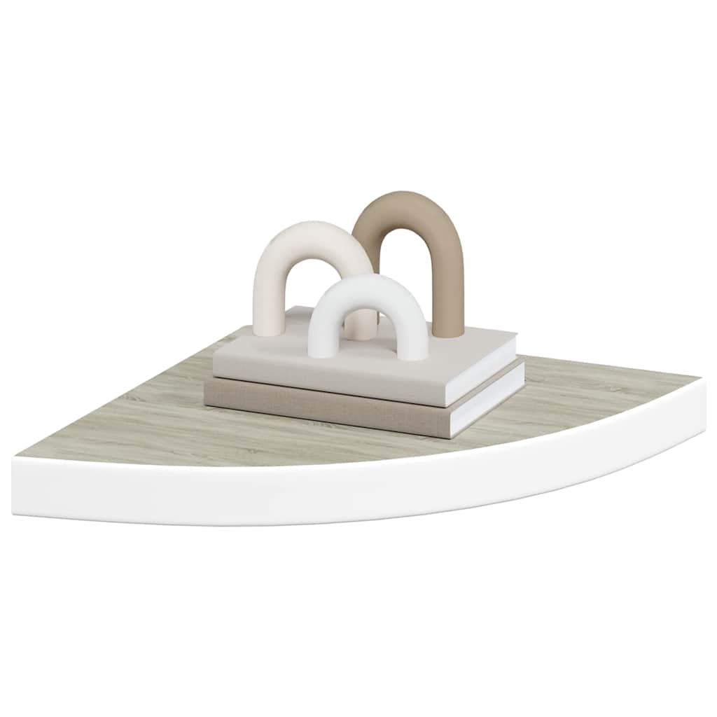 vidaXL Étagère d'angle murale aspect chêne et blanc 35x35x3,8 cm MDF