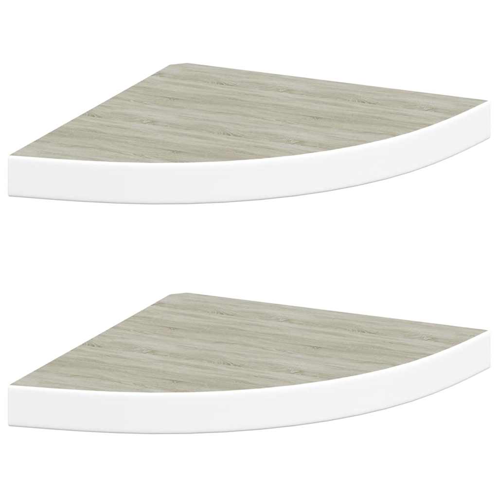 vidaXL Étagères flottantes d'angle 2 pcs Aspect chêne et blanc 35x35x3,8 cm MDF