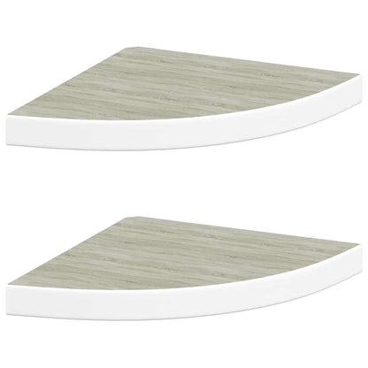 vidaXL Étagères flottantes d'angle 2 pcs Aspect chêne et blanc 35x35x3,8 cm MDF