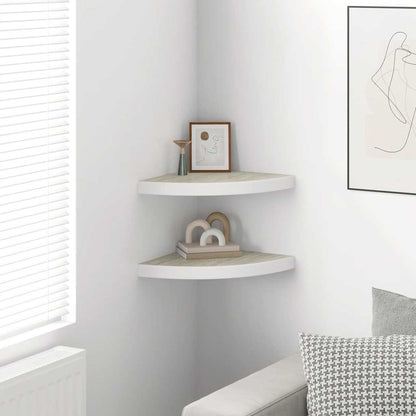 vidaXL Étagères flottantes d'angle 2 pcs Aspect chêne et blanc 35x35x3,8 cm MDF