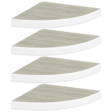 vidaXL Étagères d'angle flottantes 4 pcs aspect chêne et blanc 35x35x3,8 cm MDF