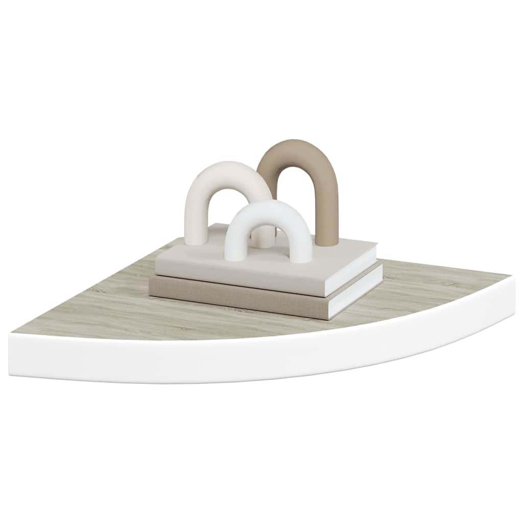 vidaXL Étagères d'angle flottantes 4 pcs aspect chêne et blanc 35x35x3,8 cm MDF