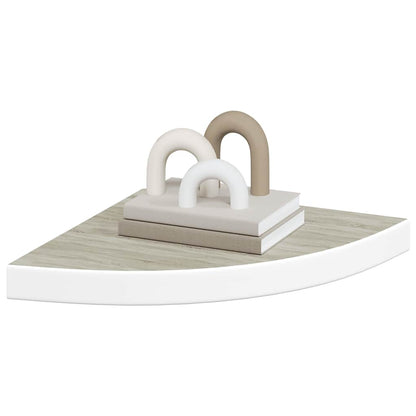 vidaXL Étagères d'angle flottantes 4 pcs aspect chêne et blanc 35x35x3,8 cm MDF