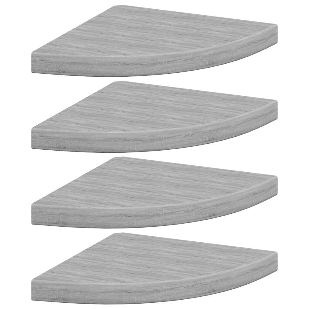 vidaXL Étagères d'angle flottantes 4 pcs Gris béton 35x35x3,8 cm MDF