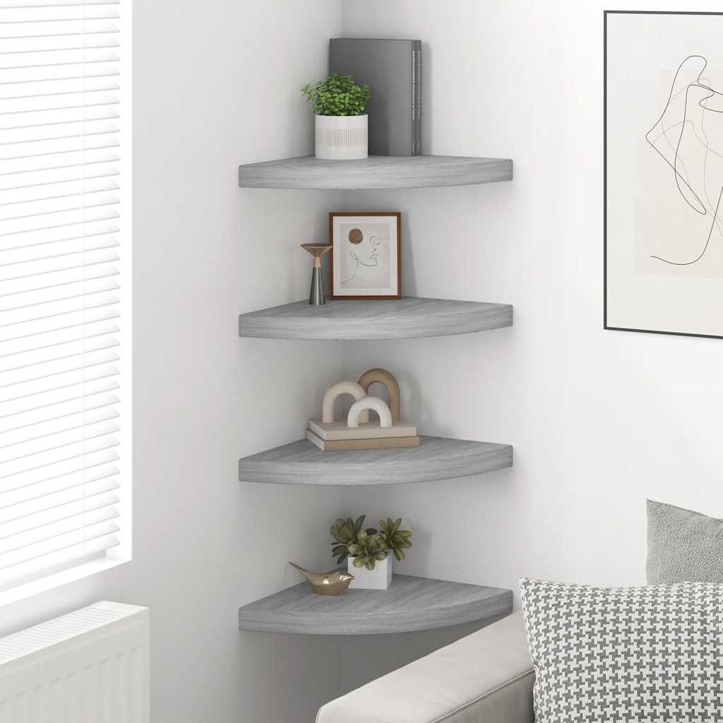 vidaXL Étagères d'angle flottantes 4 pcs Gris béton 35x35x3,8 cm MDF