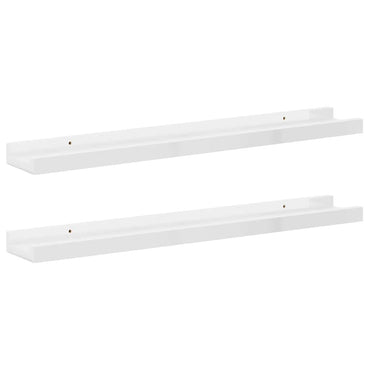 vidaXL Wandregale 2 Stk. Hochglanz-Weiß 60x9x3 cm
