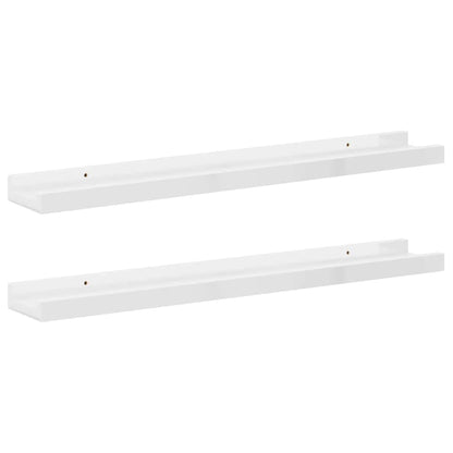 vidaXL Wandregale 2 Stk. Hochglanz-Weiß 60x9x3 cm