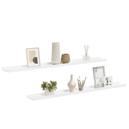 vidaXL Wandregale 2 Stk. Hochglanz-Weiß 100x9x3 cm