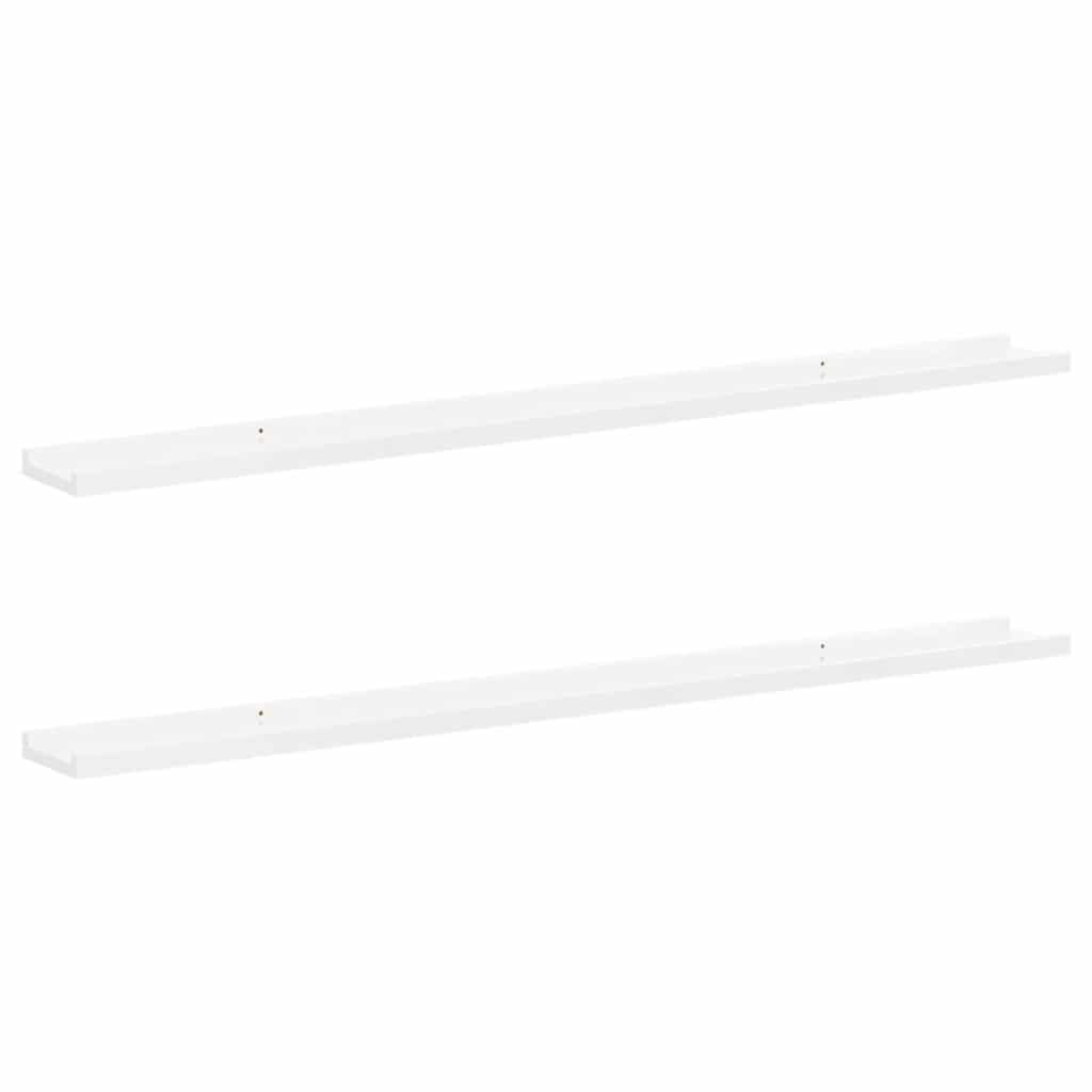 vidaXL Wandregale 2 Stk. Hochglanz-Weiß 115x9x3 cm