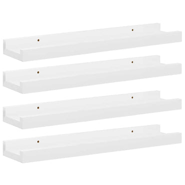 vidaXL Wandregale 4 Stk. Hochglanz-Weiß 40x9x3 cm