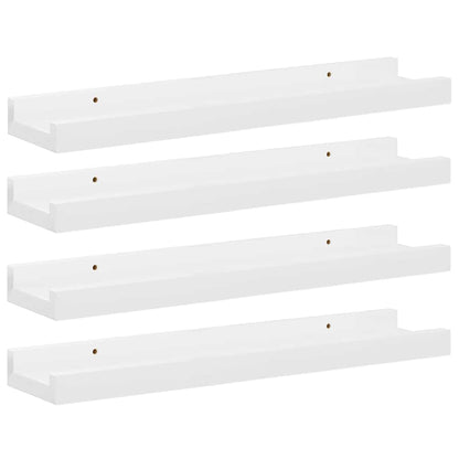 vidaXL Wandregale 4 Stk. Hochglanz-Weiß 40x9x3 cm