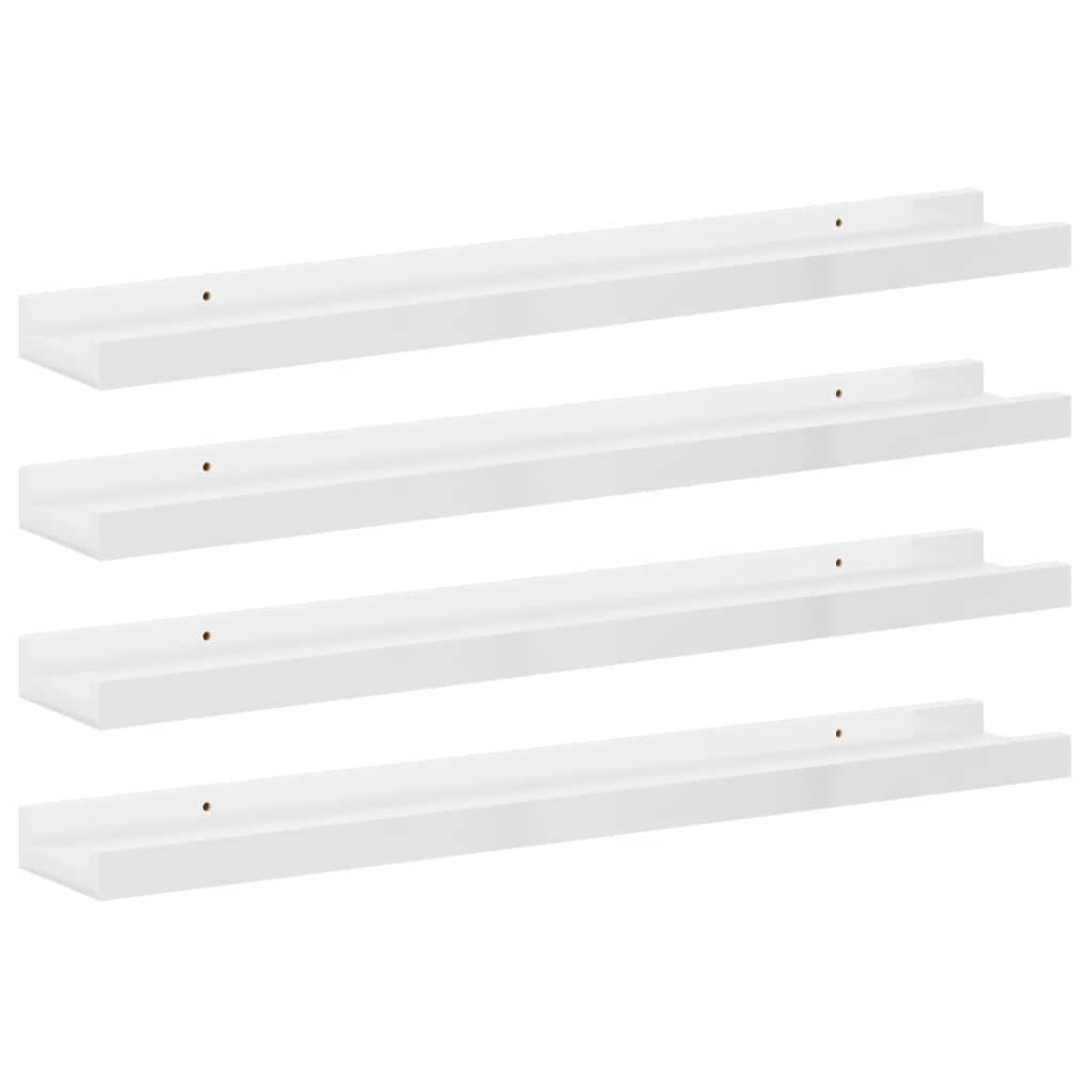 vidaXL Wandregale 4 Stk. Hochglanz-Weiß 60x9x3 cm