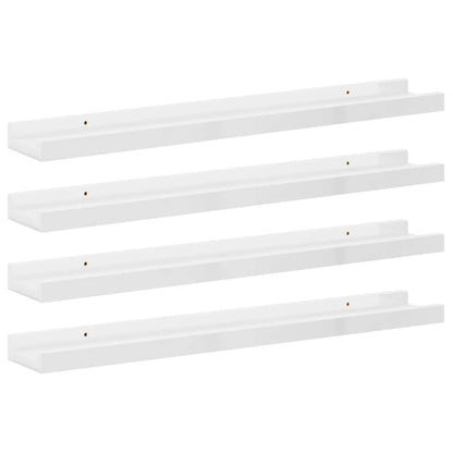 vidaXL Wandregale 4 Stk. Hochglanz-Weiß 60x9x3 cm
