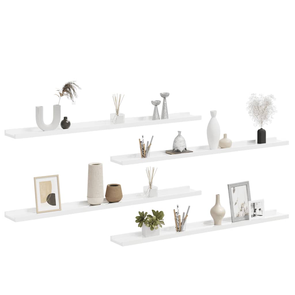 vidaXL Étagères murales 4 pcs Blanc brillant 100x9x3 cm