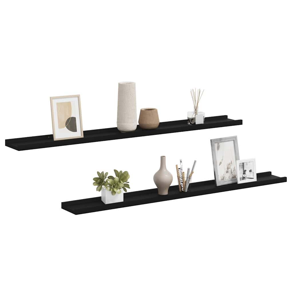 vidaXL Wandregale 2 Stk. Schwarz 100x9x3 cm