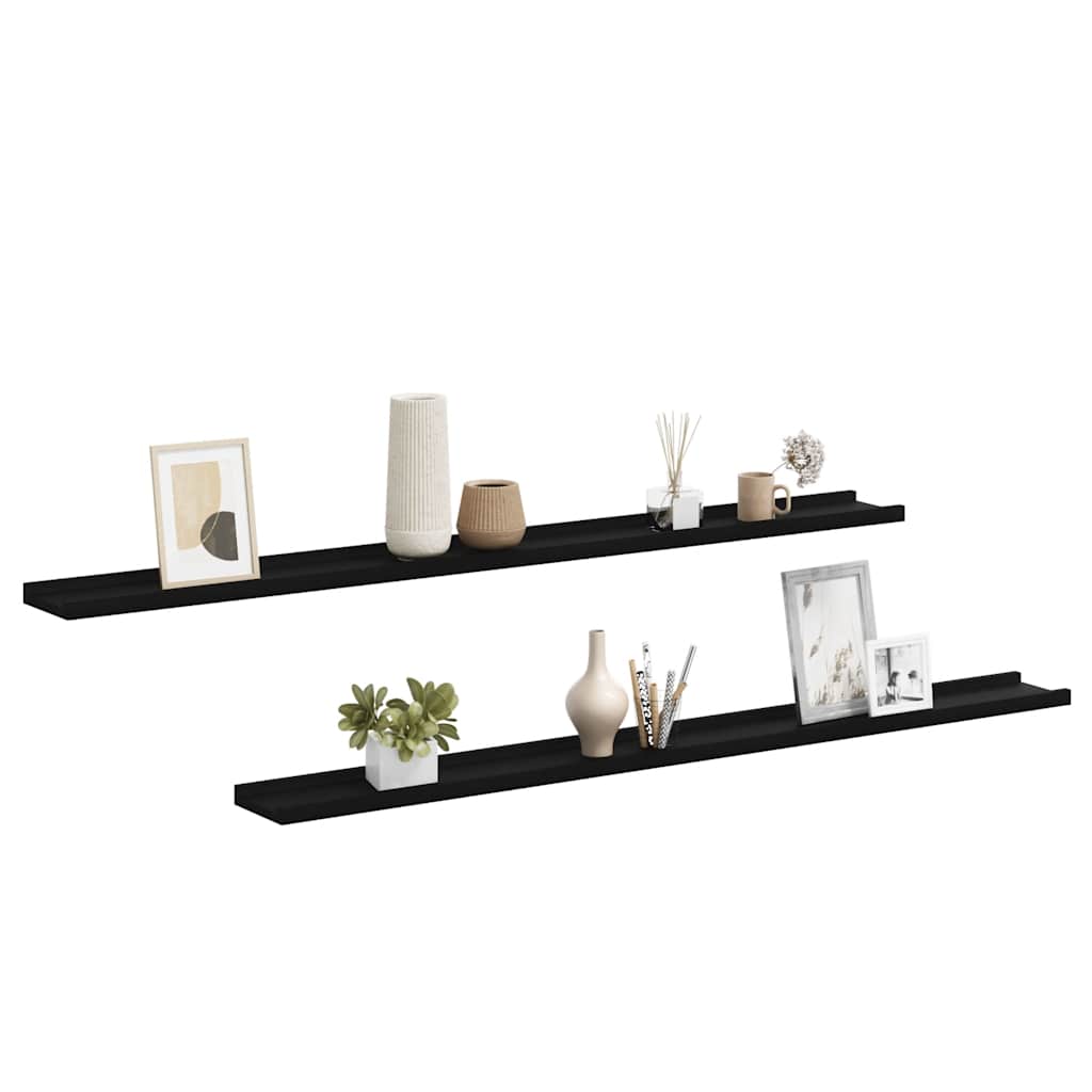 vidaXL Wandregale 2 Stk. Schwarz 115x9x3 cm