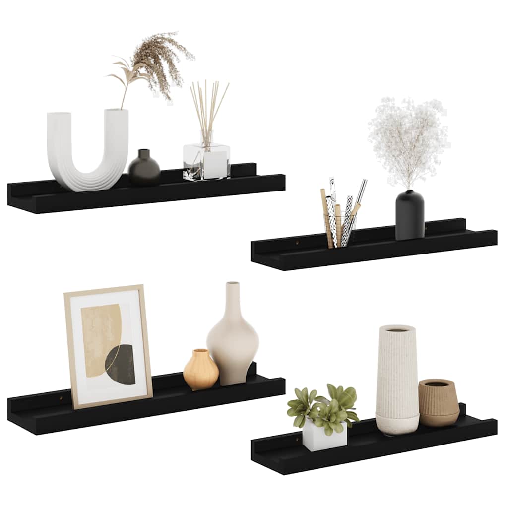 vidaXL Wandregale 4 Stk. Schwarz 40x9x3 cm