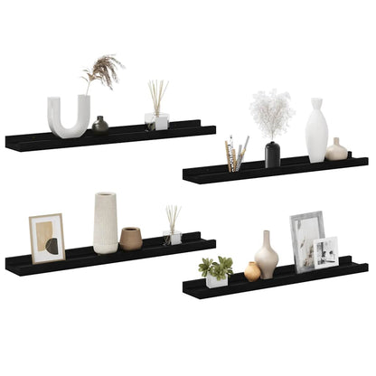 vidaXL Wandregale 4 Stk. Schwarz 60x9x3 cm