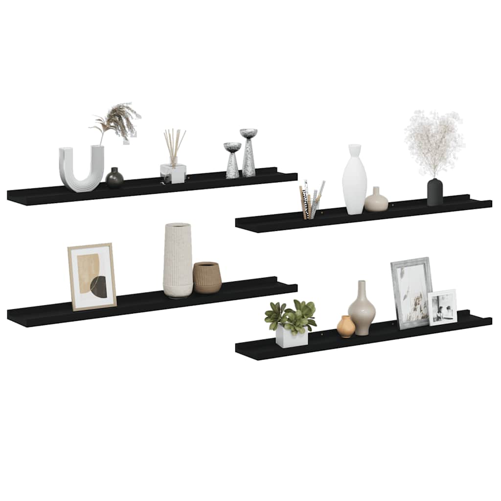 vidaXL Wandregale 4 Stk. Schwarz 80x9x3 cm