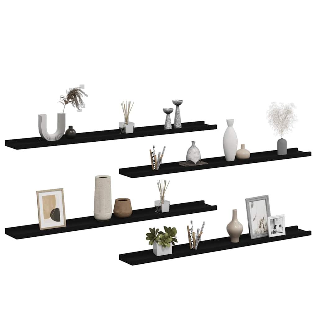 vidaXL Wandregale 4 Stk. Schwarz 100x9x3 cm
