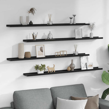 vidaXL Wandregale 4 Stk. Schwarz 115x9x3 cm