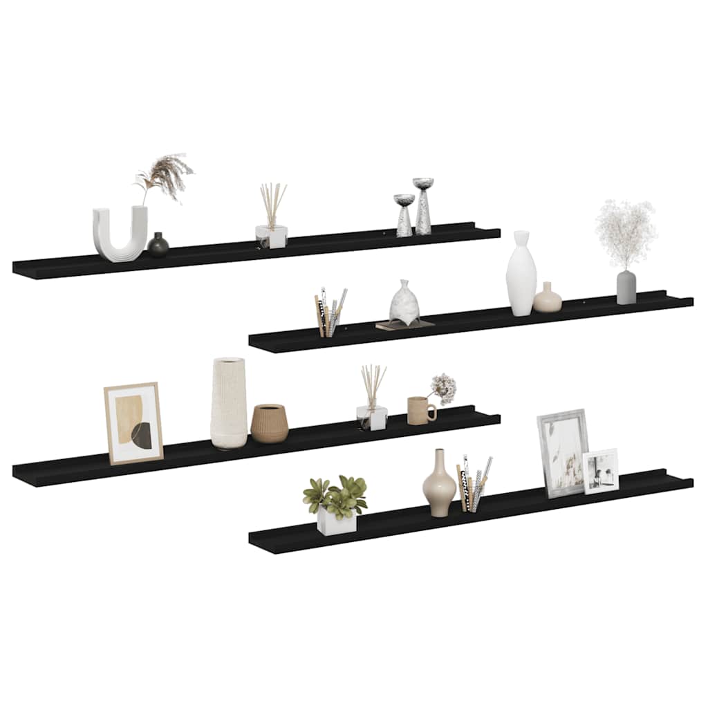 vidaXL Wandregale 4 Stk. Schwarz 115x9x3 cm
