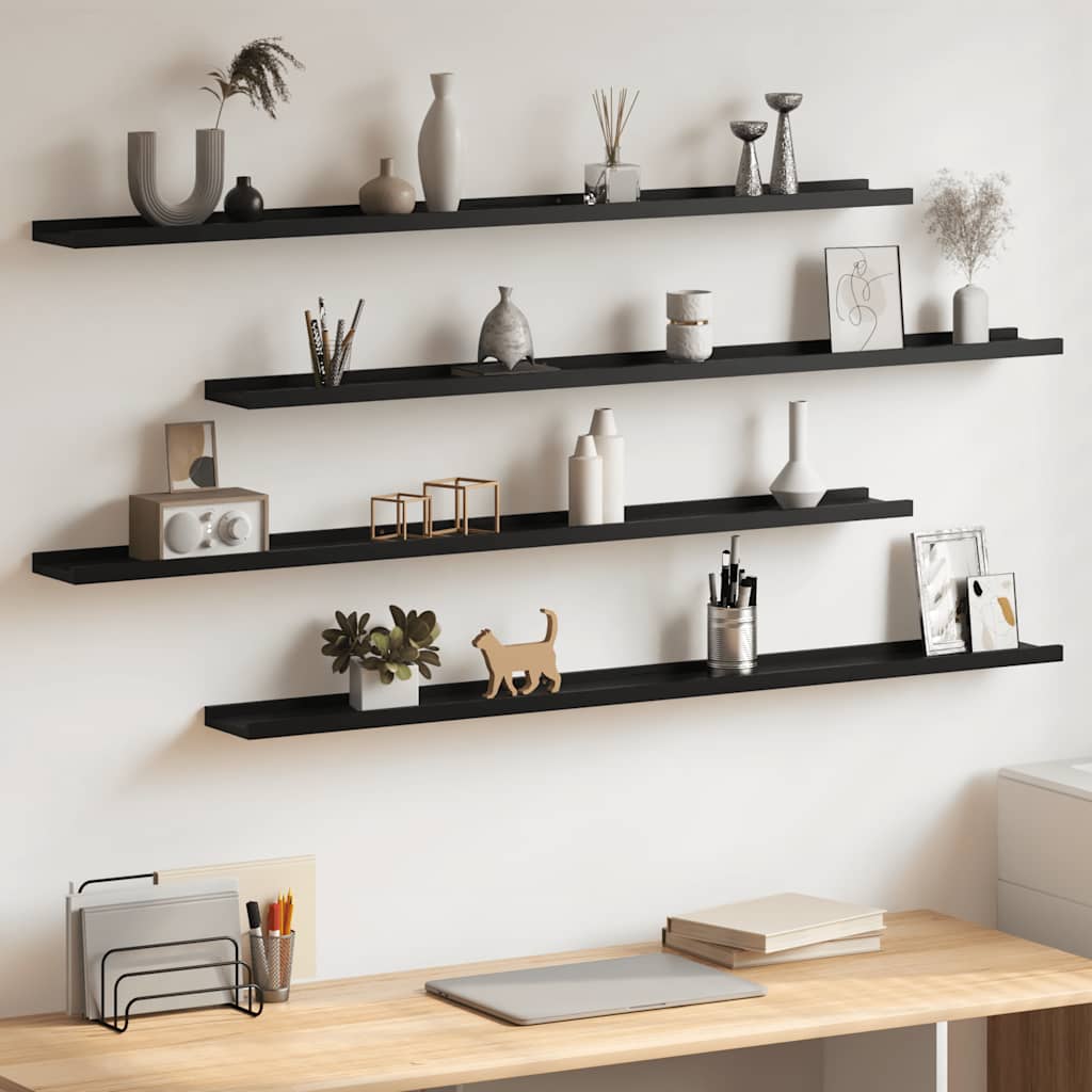 vidaXL Wandregale 4 Stk. Schwarz 115x9x3 cm