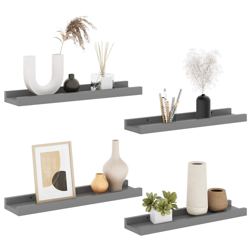 vidaXL Wandregale 4 Stk. Grau 40x9x3 cm