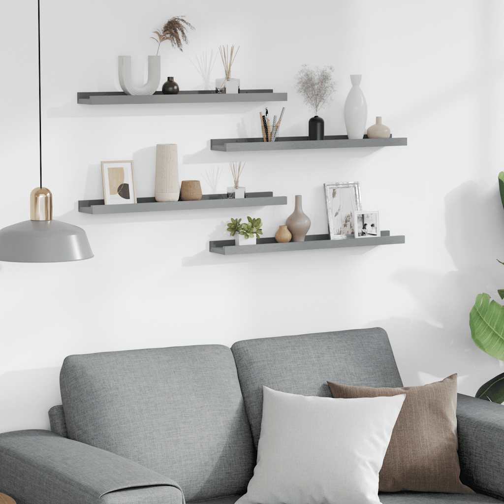 vidaXL Wandregale 4 Stk. Grau 60x9x3 cm
