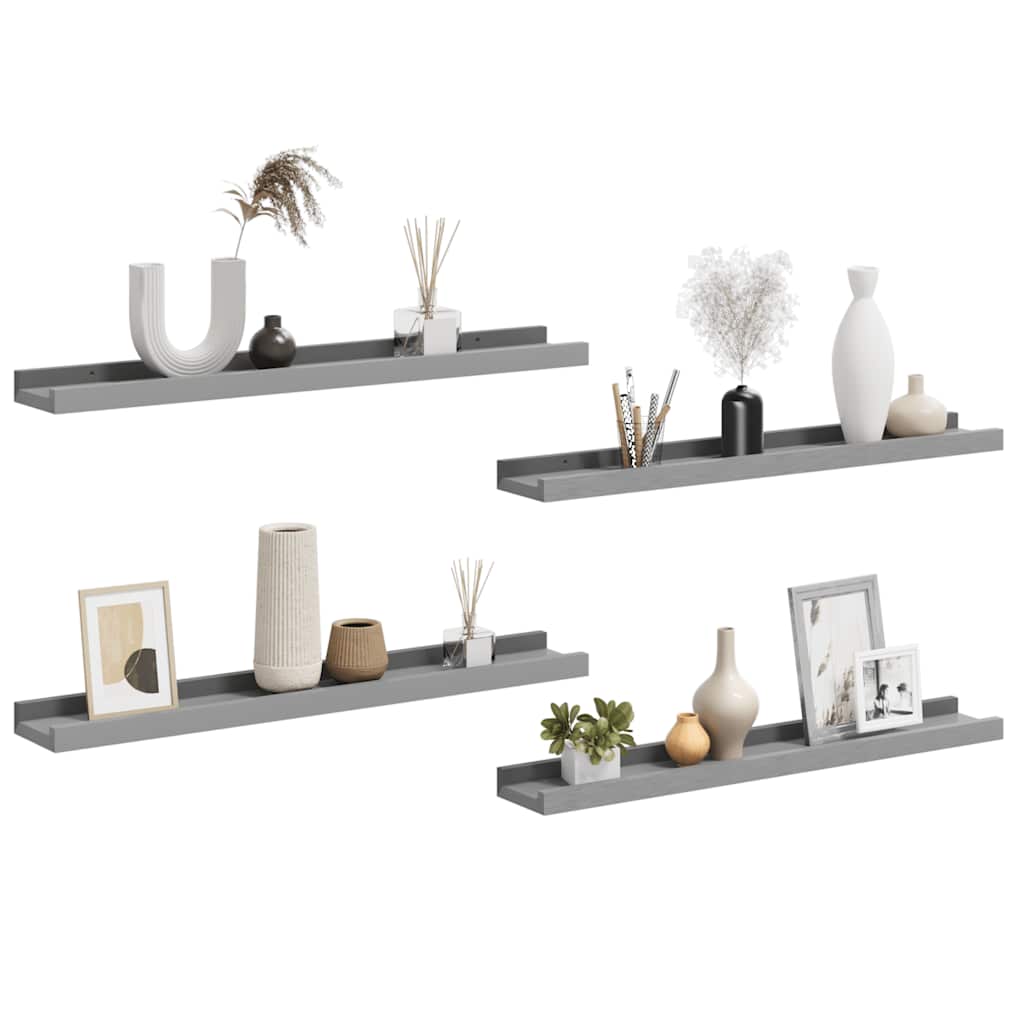 vidaXL Wandregale 4 Stk. Grau 60x9x3 cm