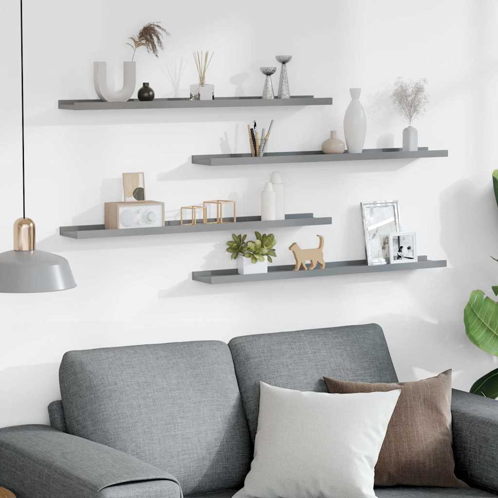 vidaXL Wandregale 4 Stk. Grau 80x9x3 cm