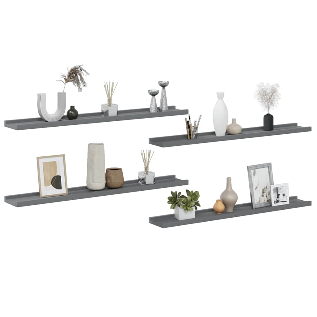 vidaXL Wandregale 4 Stk. Grau 80x9x3 cm