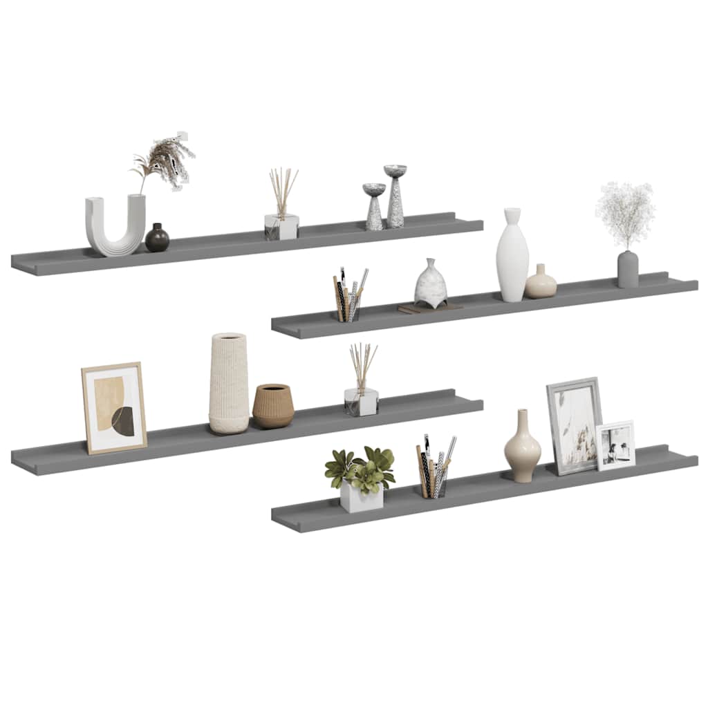 vidaXL Étagères murales 4 pcs Gris 100x9x3 cm