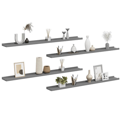 vidaXL Étagères murales 4 pcs Gris 100x9x3 cm