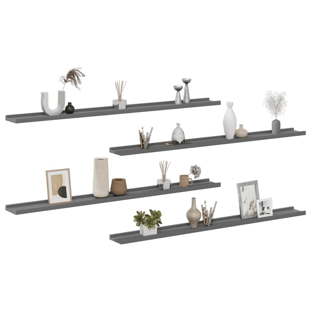 vidaXL Wandregale 4 Stk. Grau 115x9x3 cm