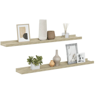 vidaXL Wandregale 2 Stk. Sonoma-Eiche 80 x 9 x 3 cm