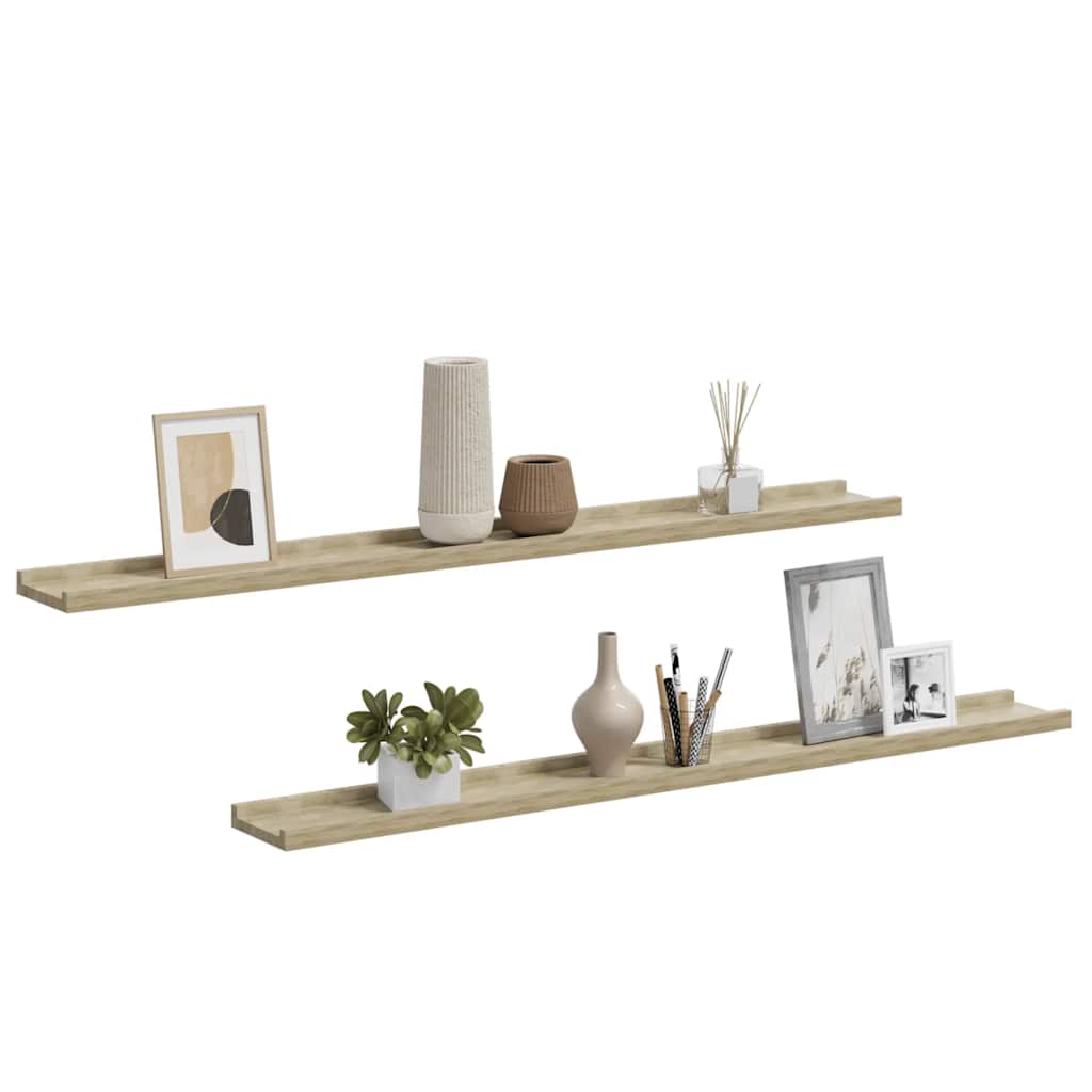 vidaXL Étagères murales 2 pcs Chêne Sonoma 100x9x3 cm