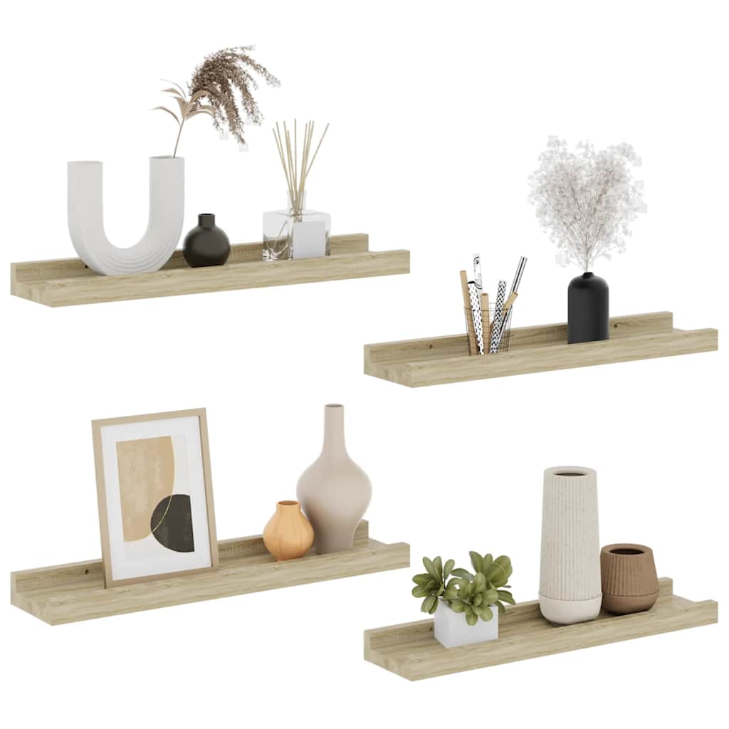 vidaXL Wandregale 4 Stk. Sonoma-Eiche 40x9x3 cm