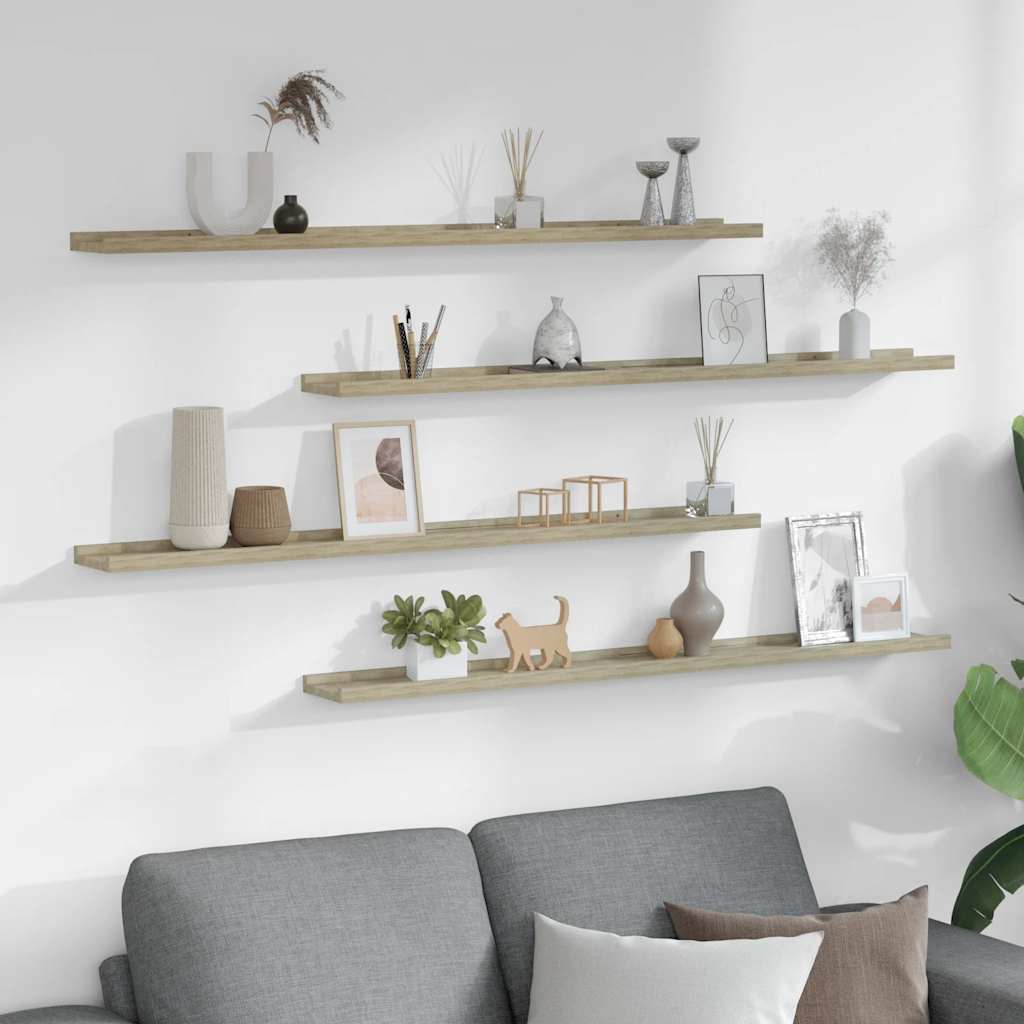 vidaXL Wandregale 4 Stk. Sonoma-Eiche 100x9x3 cm