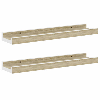 vidaXL Wandregale 2 Stk. Weiß und Sonoma-Eiche 40x9x3 cm