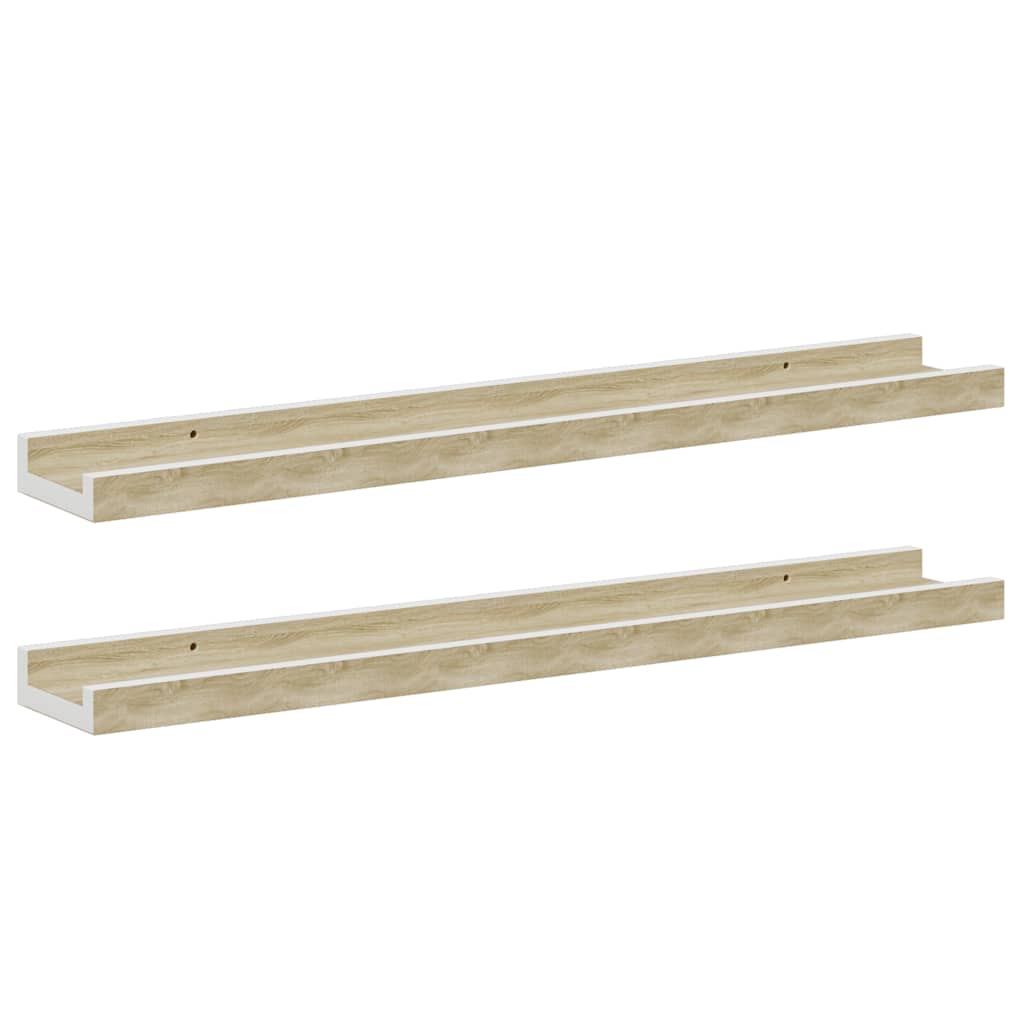 vidaXL Wandregale 2 Stk. Weiß und Sonoma-Eiche 60x9x3 cm