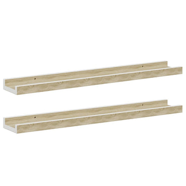 vidaXL Wandregale 2 Stk. Weiß und Sonoma-Eiche 60x9x3 cm